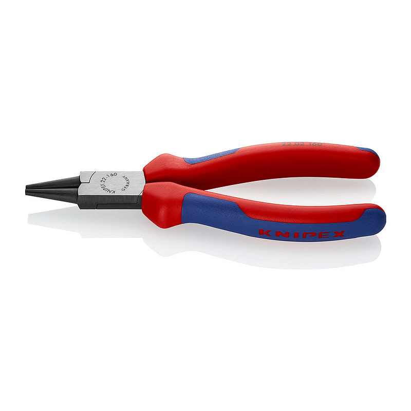 Knipex 22 02 160 - Kliešte s guľatými čeľusťami s multi-komponentnými úchopmi čierne atramentované 160 mm