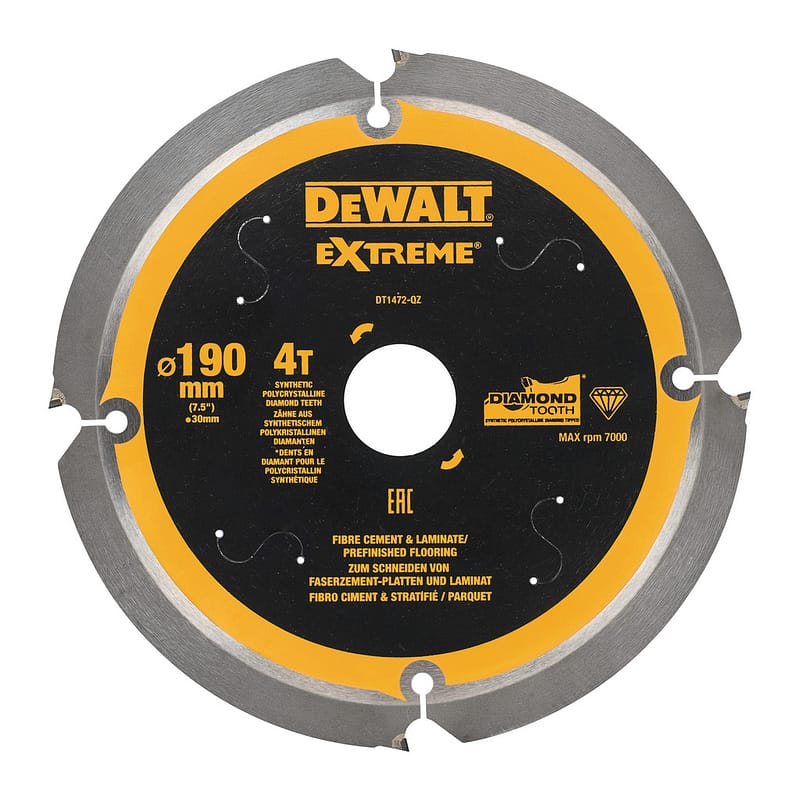 DeWalt DT1472 - Pílový kotúč EXTREME na cementovláknité a laminátové dosky, 190x30mm, 4 zuby
