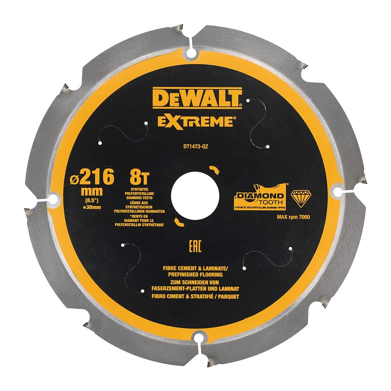 DeWalt DT1473 - Pílový kotúč EXTREME na cementovláknité a laminátové dosky, 216x30mm, 8 zubov