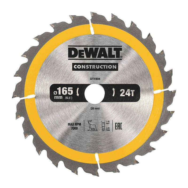 DeWalt DT1934 - Pílový kotúč CONSTRUCTION na drevo s klincami, 165x20mm, 24 zubov