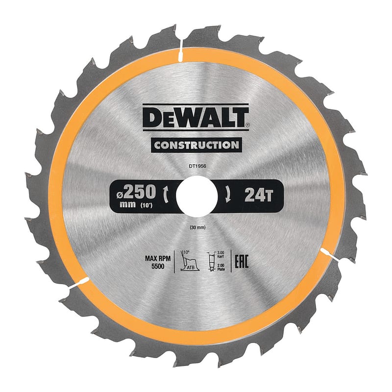 DeWalt DT1956 - Pílový kotúč CONSTRUCTION na drevo s klincami, 250x30mm, 24 zubov