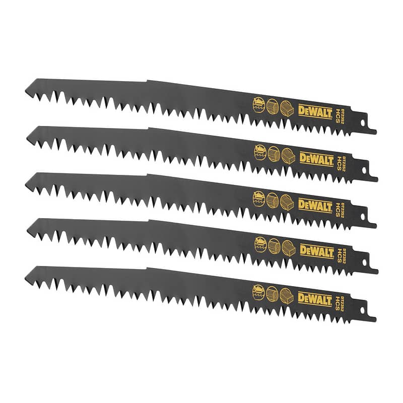 DeWalt DT2352 - Bimetalové pílové listy na drevo a plasty so striedavým zubom, 240mm, hrubé a rýchle rezy, pre chvostové píly, 5ks