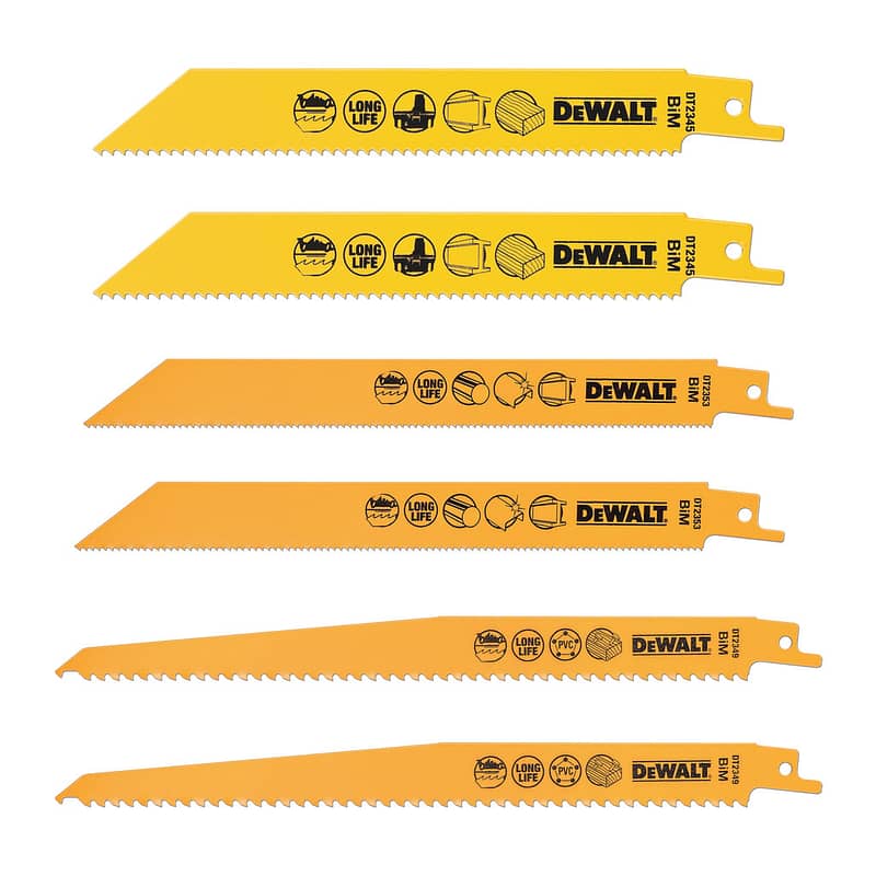 DeWalt DT2444 - Sada pílových plátkov pre mečové píly, 6ks + puzdro