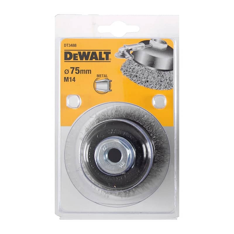 DeWalt DT3488 - Drôtená tanierová kefa s vlnitými drôtmi pre uhlové brúsky ø 75mm, dĺžka drôtu 23mm