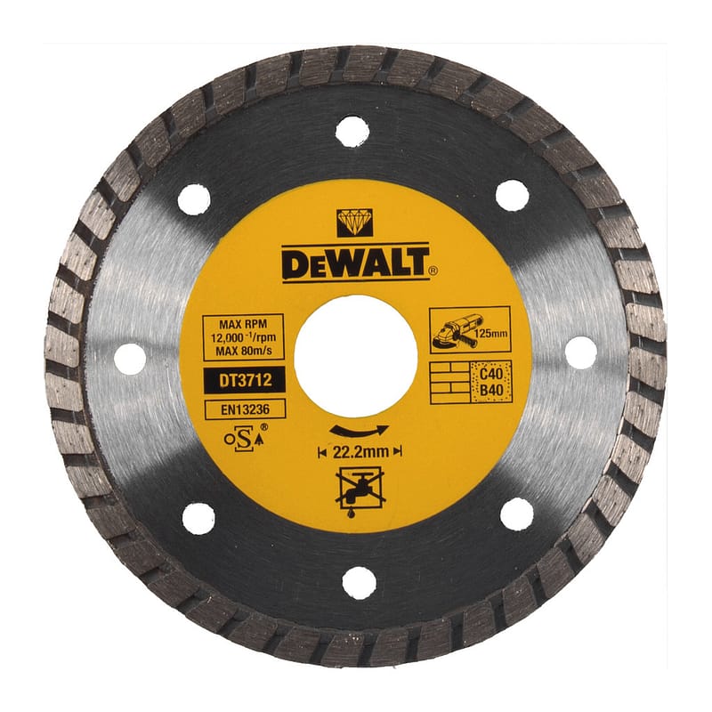 DeWalt DT3712 - Diamantový rezný kotúč Turbo, 125x22,2mm, na suché rezanie