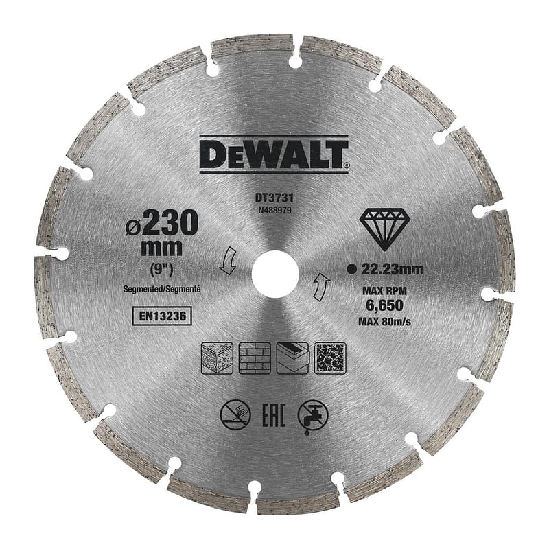 DeWalt DT3731 - Diamantový rezný kotúč so segmentovaným obvodom, 230x22,2mm, na suché rezanie
