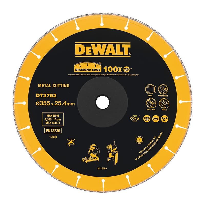 DeWalt DT3752 - Diamantový rezný kotúč na kov EXTREME Diamond Edge® do rozbrusovačky, 355x25,4mm