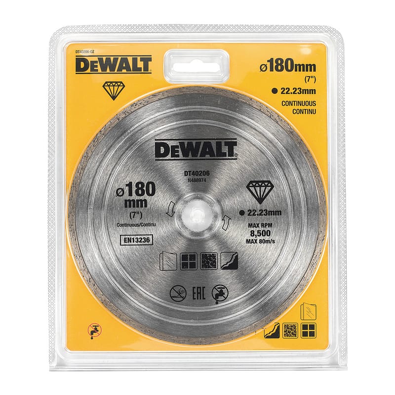 DeWalt DT40206 - Diamantový rezný kotúč celistvý, na keramiku, 180x22,23mm