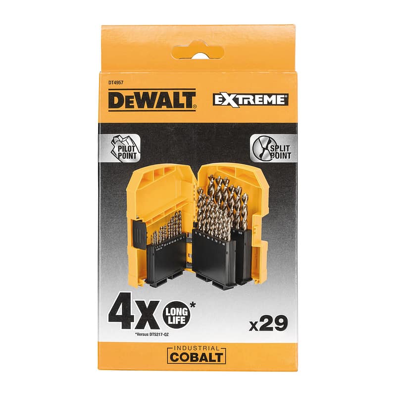 DeWalt DT4957 - 29-dielna súprava vrtákov do kovu EXTREME® HSS-E COBALT, 1-13mm