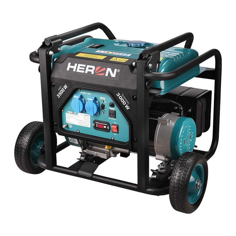 Heron 8896140 - Elektrocentrála rámová benzínová 1F, 3,5kW, podvozok