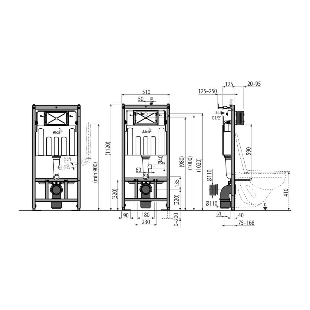 AlcaPlast AM101/1120V - Predstenový inštalačný systém s odvetrávaním pre suchú inštaláciu (do sádrokartónu)