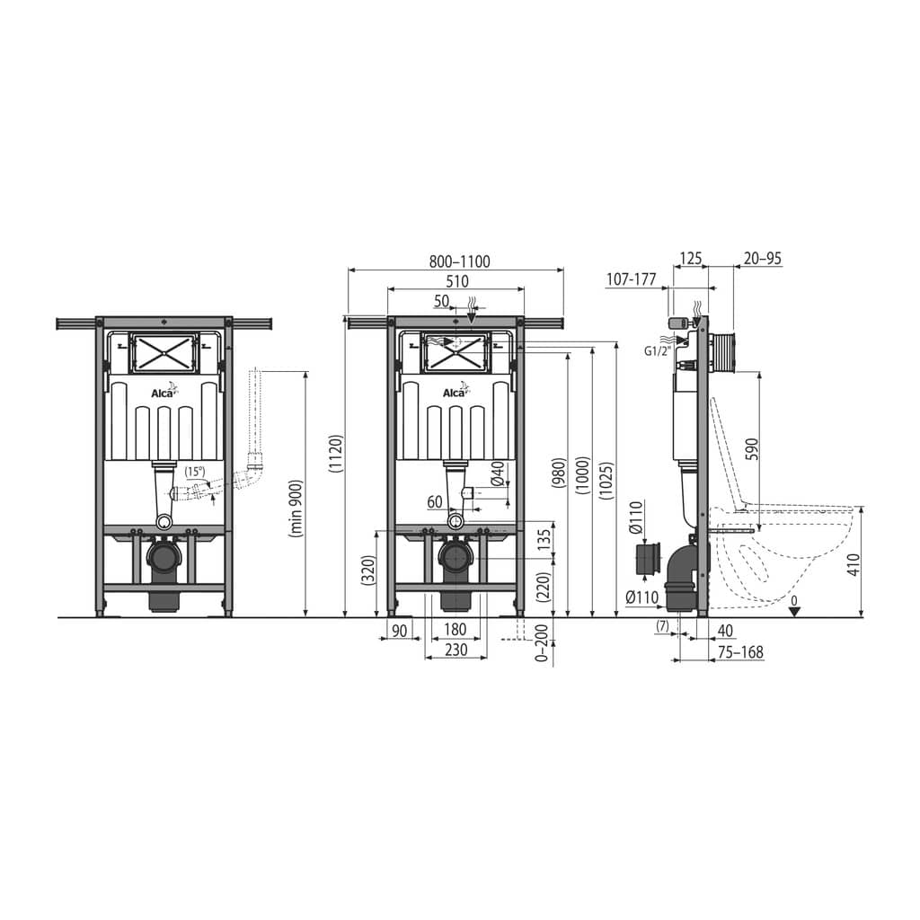 AlcaPlast AM102/1120V - Predstenový inštalačný systém s odvetrávaním pre suchú inštaláciu (predovšetkým pri rekonštrukcii bytových jadier)