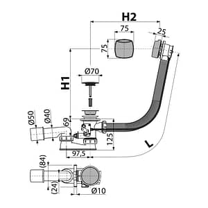 AlcaPlast A566-112122-120 - Sifon vaňový pre hydromasážne vane, chróm
