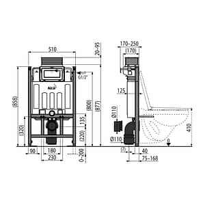 AlcaPlast AM118/850 - Predstenový inštalačný systém pre suchú inštaláciu (do sádrokartónu) s ovládaním zhora alebo spredu