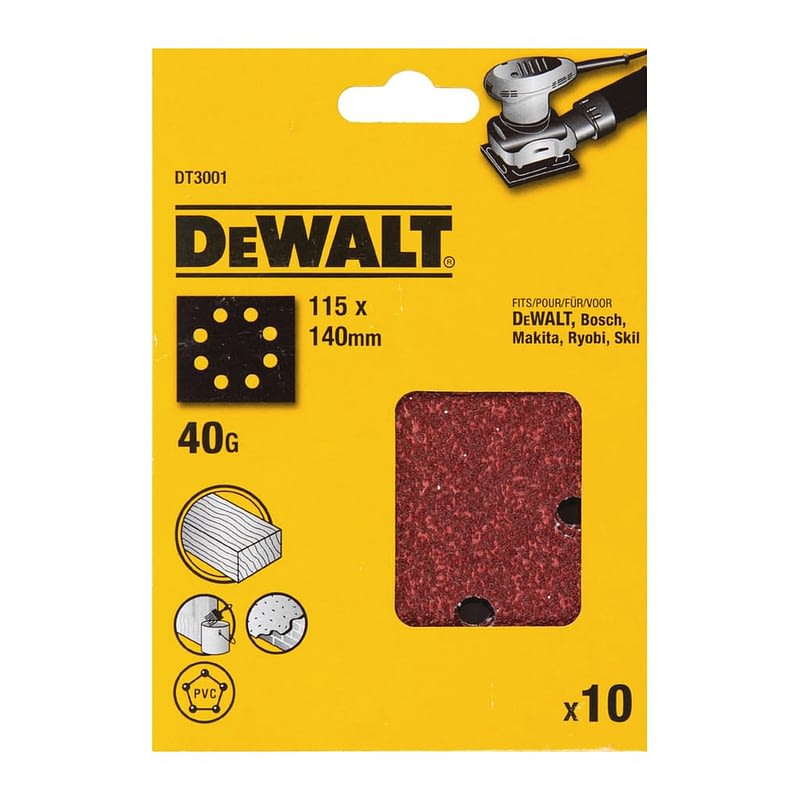 DeWalt DT3001 - Brúsny papier dierovaný 140x115mm, K40, 10ks