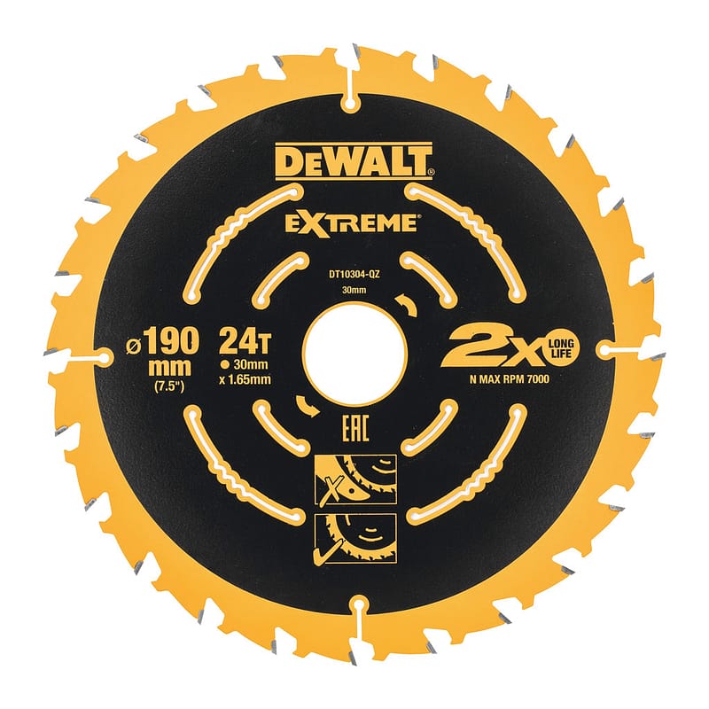 DeWalt DT10399 - Sada pílových kotúčov EXTREME pre AKU píly, 190x30mm, 24 zubov, 3ks