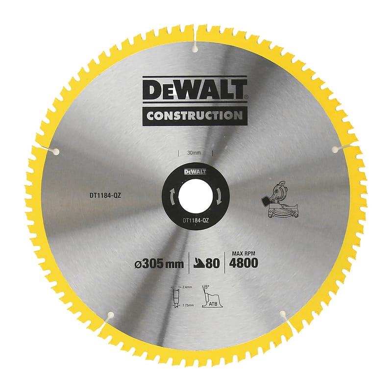 DeWalt DT1184 - Pílový kotúč CONSTRUCTION na drevo 305x30mm, 80 zubov