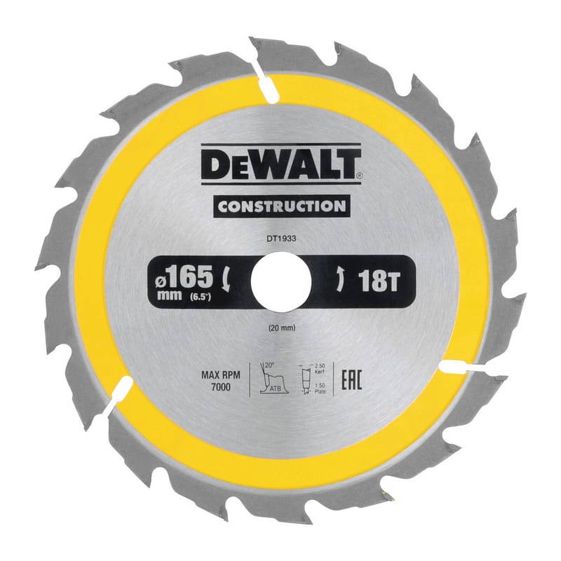 DeWalt DT1933 - Pílový kotúč CONSTRUCTION na drevo s klincami, 165x20mm, 18 zubov