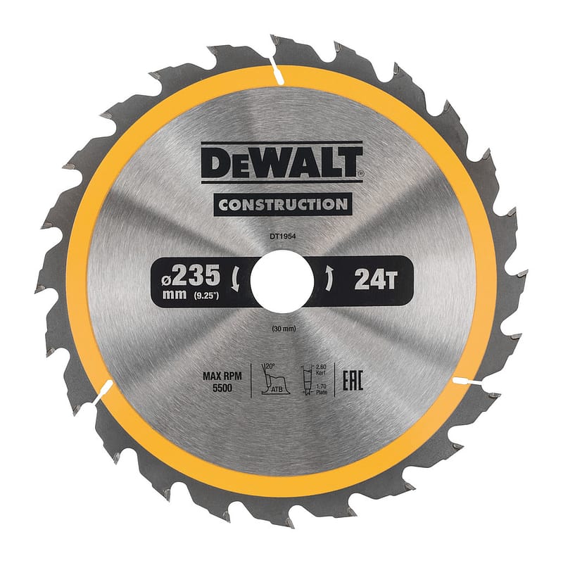 DeWalt DT1954 - Pílový kotúč CONSTRUCTION na drevo s klincami, 235x30mm, 24 zubov