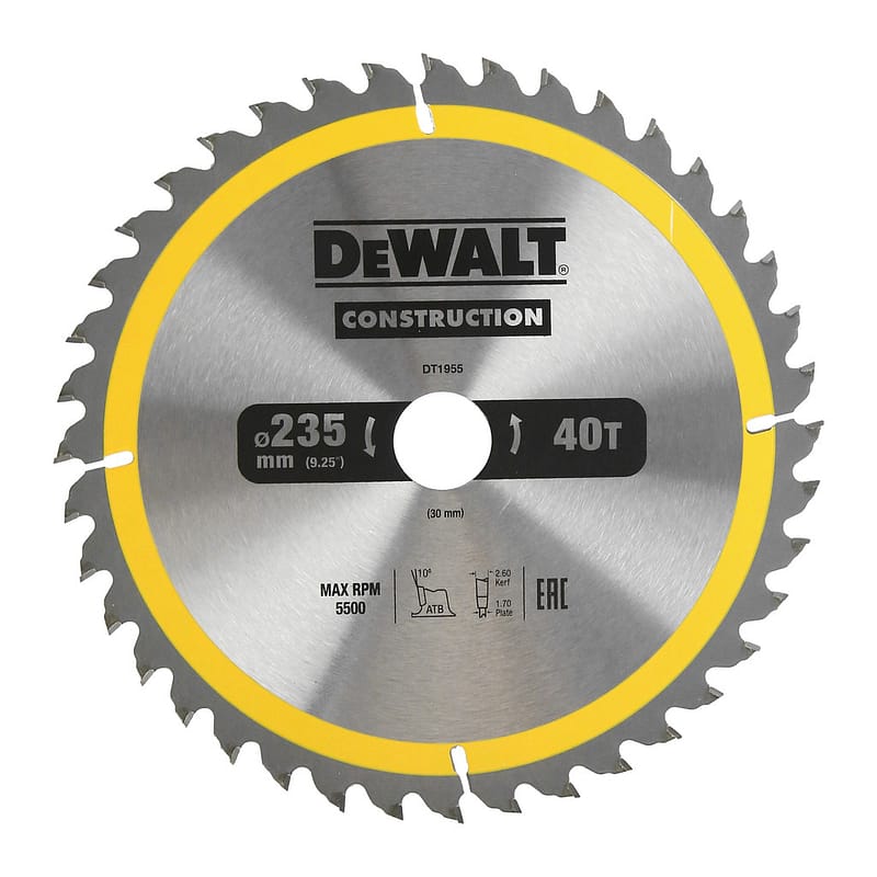 DeWalt DT1955 - Pílový kotúč CONSTRUCTION na drevo s klincami, 235x30mm, 40 zubov