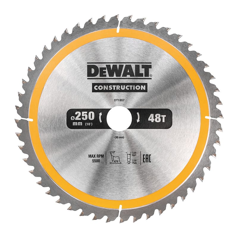 DeWalt DT1957 - Pílový kotúč CONSTRUCTION na drevo s klincami, 250x30mm, 48 zubov