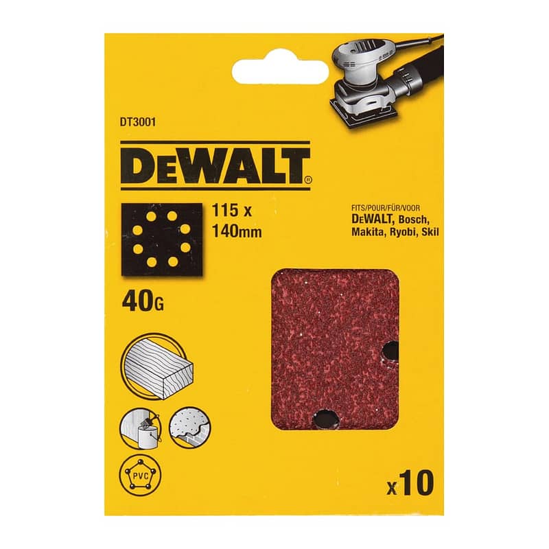 DeWalt DT3001 - Brúsny papier dierovaný 140x115mm, P40, 10ks