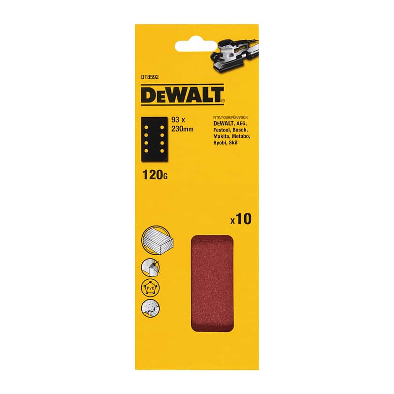 DeWalt DT8592 - Brúsny papier - dierovaný, P120, 230x93mm, 10ks