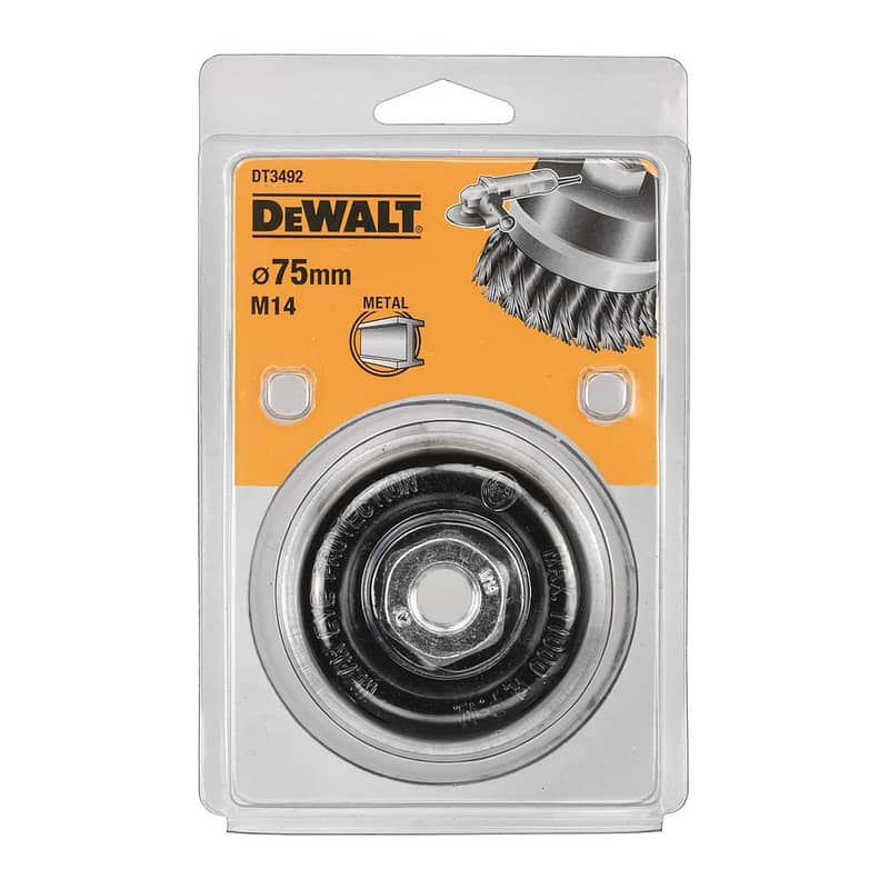 DeWalt DT3492 - Drôtená tanierová kefa s krútenými uzlami pre uhlové brúsky ø 75mm, dĺžka drôtu 22mm