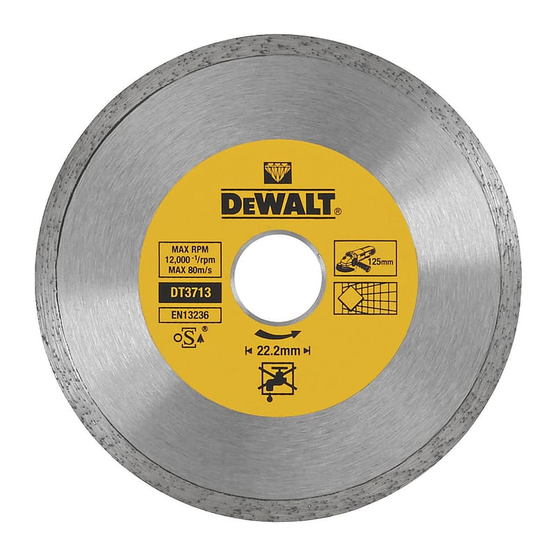 DeWalt DT3713 - Diamantový rezný kotúč s celistvým obvodom, 125x22,2mm, na suché rezanie keramiky, daždíc
