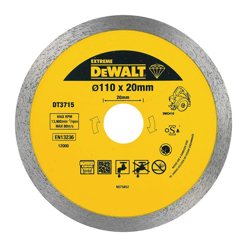 DeWalt DT3715 - Diamantový rezný kotúč na mramor, porcelán, žulu - 110x20mm