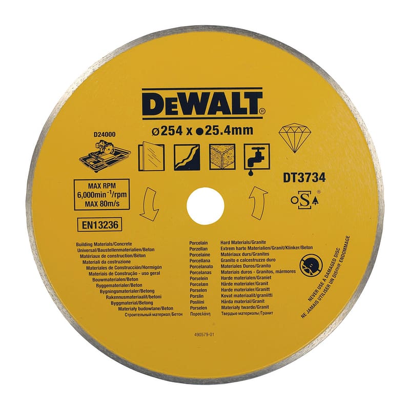 DeWalt DT3734 - Diamantový rezný kotúč na kamene a porcelán pre D24000, 254x25,4mm