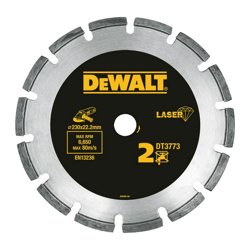 DeWalt DT3773 - Laserom zváraný diamantový rezný kotúč, na abrazívne materiály a betón, 230x22,2mm - suché rezanie